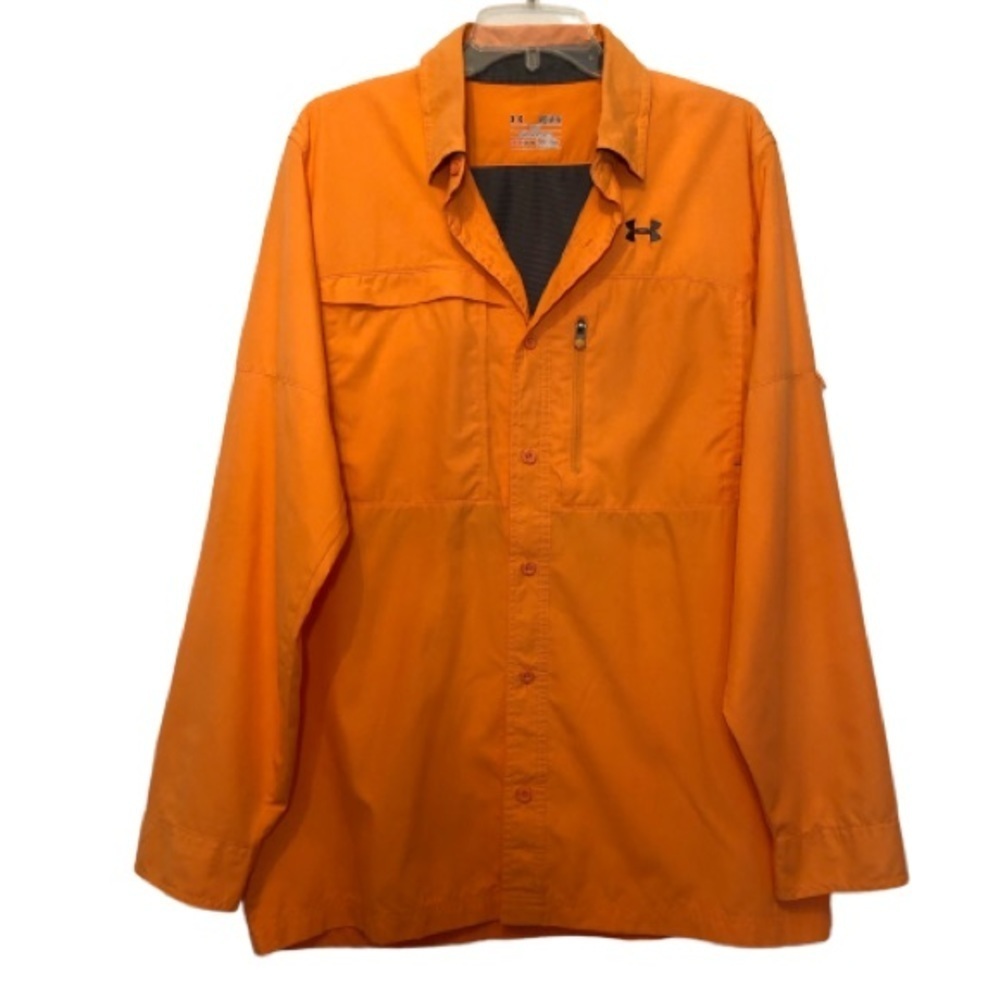 Under Armour Orange Loose‎ Lightweight Sport Hiking Outdoor Button Up Jacket